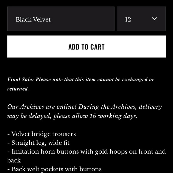 Sezane Clayton Trousers Black Velvet - Size 12 - Picture 5 of 16